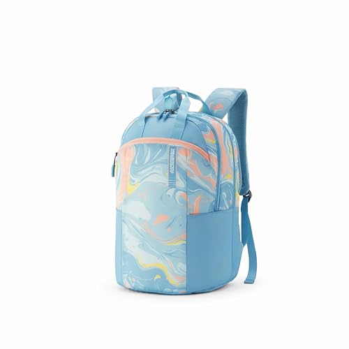 American Tourister Fleek | 32 Ltrs | 2 Compartments | Bottle Pocket | Ergonomic Padded Back Panel & Shoulder Straps | High School Backpack | 1 Year International Warranty | Greyish Blue
