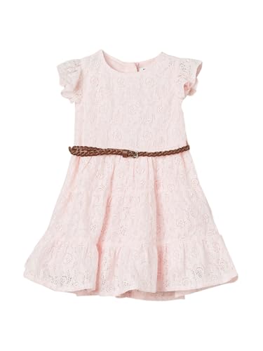 Max Girls Lace Dress with Belt (Pink_3-4 Y)
