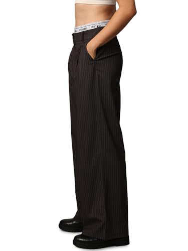 ONLY Women Regular Fit High-Rise Grey Pants