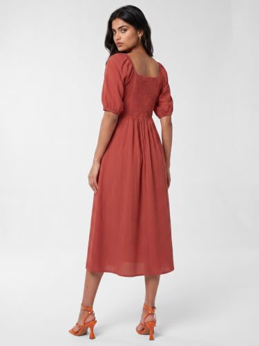 Max Women Textured Midi Dress (Orange_L)