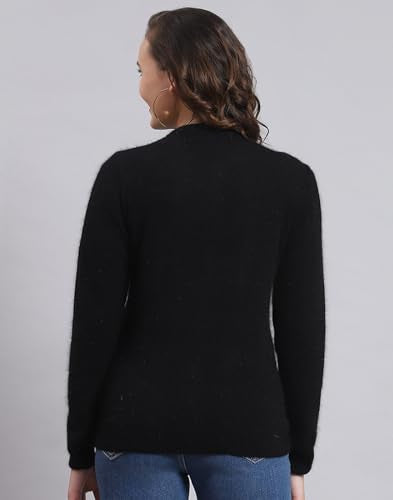 Monte Carlo Womens Angoora Solid Sweater (1230735Rn-168-44, Black, 3XL)