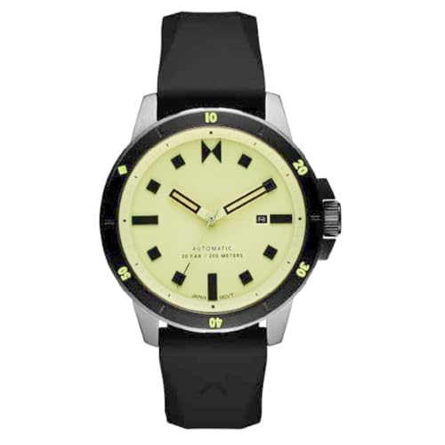 MVMT Minimal Sport Automatic Mech-Automatic Natural Round Dial Men's Watch|Black & Green Silicone Material|Black Color Band - 28000319-D