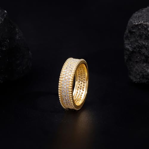 GIVA 925 Silver Golden Bold Edge Ring For Him, Fixed Size, Indian -20 | Gifts for Men and Boys | With Certificate of Authenticity and 925 Stamp | 6 Months Warranty
