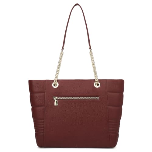 Da Milano Leather Tote Bag for Women - Maroon