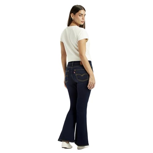 Levi's Women's 726 Dark-Blue Slim Flare Fit High Rise Jeans
