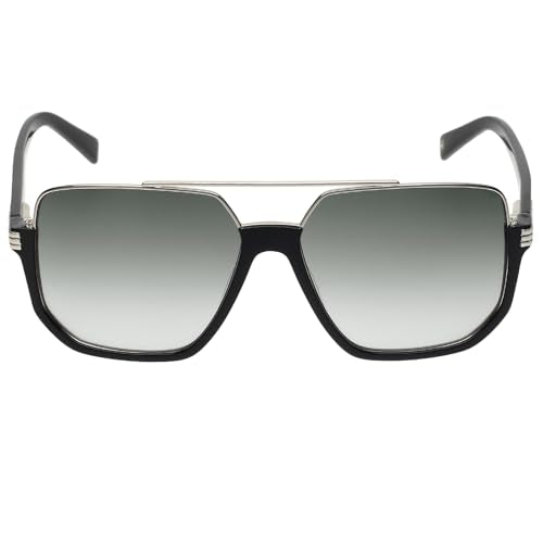 Tommy Hilfiger|Black Full-rim Frame Square Sunglasses|100% UV Protected (Uv 400) Grey Gradient Faded Lens|Men's & Women's | Large | TH 2625 C3 BKSIGR 58 S