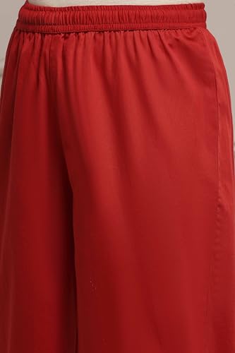 Biba Women Red Chanderi Embroidered Kalidar Suit Set_34