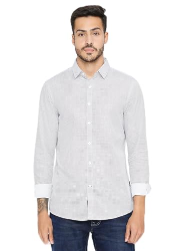 Being Human White Navy Men Shirt (Size: XL)-BHMLSLV23012-WHITE/NAVY