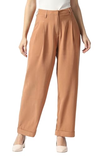 Van Heusen Women's Regular Casual Pants (VWTPFRGFJ73463_Brown