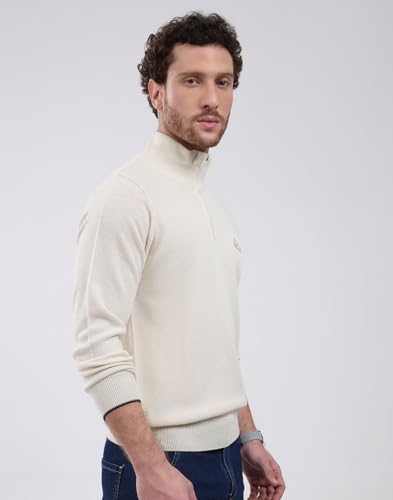 Monte Carlo Men's Mock Neck Full Sleeve Pullover Cream 3XL (Pack 1)