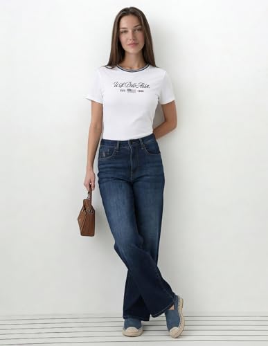 Women Straight Fit High-Rise Dark Blue Lightweight Stretchable Jeans
