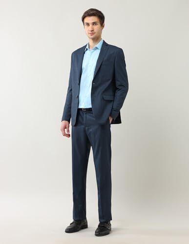 Arrow Men's Polyester Business Suit Pants Set (ARAJSU5566_Navy Blue