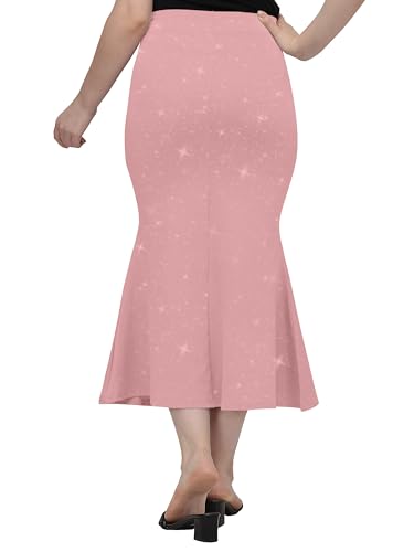 VALLEY Shimmer Stretchable Saree Shapewear Petticoat for Women, Cotton Blended,Petticoat,Skirts for Women,Shape Wear Dress for Saree (Rose Pink, L)