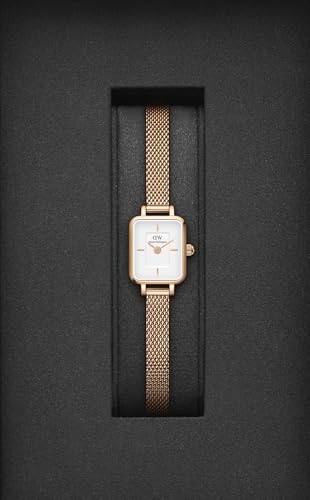 Daniel Wellington Quadro Analog Watch for Women with White Square Dial & Rose Gold Stainless Steel Bracelet Band Water Resistant Women's Wrist Watches - DW00100727K