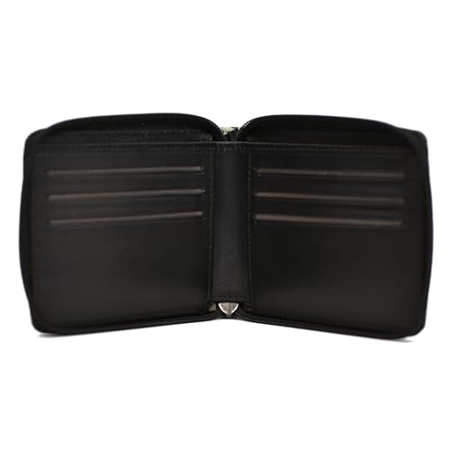 WildHorn Women’s Zip Around Wallet – Premium Leather Floral Print Purse | Stylish Clutch with Zipper Closure & Multiple Card Slots for Ladies & Girls (BLACK1)