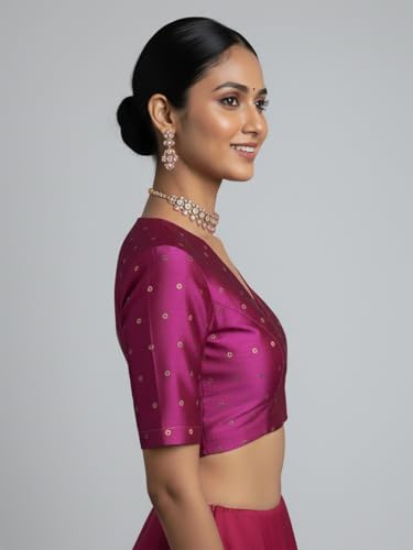 Thevasa Women's Fuchsia Gold Dot Divine Depth Blouse