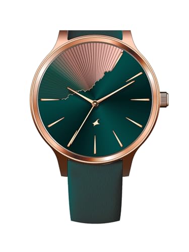 Fastrack Style up 5 Quartz Green Round Dial Girl's Watch | Leather Strap Material | Watches for Girls Analog - 6207WL01