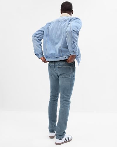 GAP Men’s Mid-Wash Skinny Fit Mid Rise Stretchable Jeans, Medium Blue,30/32