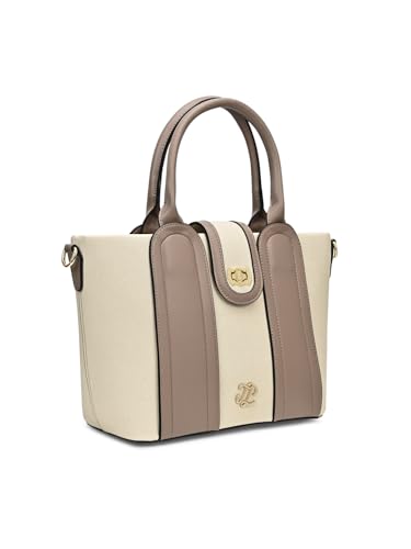 Lavie Signature Canva Lock Satchel Bag | Satchel Handbag for Work | Ladies Purse | Stylish Shoulder Bag | Gift for Women