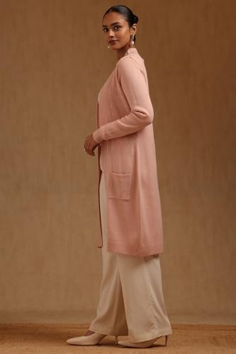 Soch Womens Peach Acrylic Knitted Winter Shrug