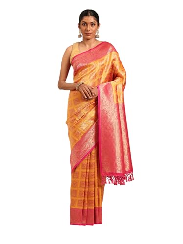 MOHEY Women's Mustard Yellow Art Silk Printed Saree (MUSTARD YELLOW)