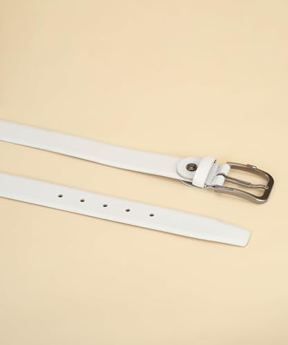 GIL Genuine Leather White Belt for Men Perfect for Formal and Casual Wear with Adjustable Waistband Buckle, Classic and Original Design Ideal for Jeans, Gifting, Office, Party or Daily Use (Size-34)