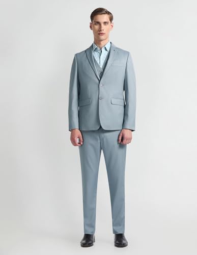 Arrow Men's Polyester Single Breasted Business Suit Pants Set (ARAHSU5543_Grey