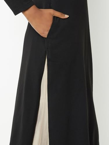 Max Women Knit Straight Winter Kurta(Black_XL)