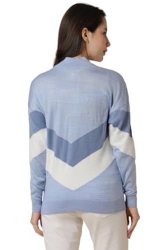 Allen Solly Women's Acrylic Crew Neck Sweater (AHSWCRGF119735_Blue