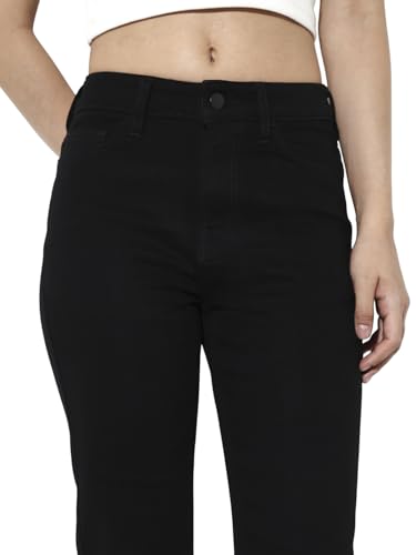 ONLY Women's Solid Flared Mid-Rise Black Jeans