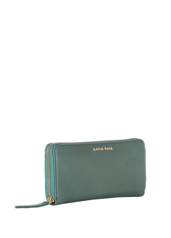 Satya Paul Green Dark Leather Printed Women Wallet for Women