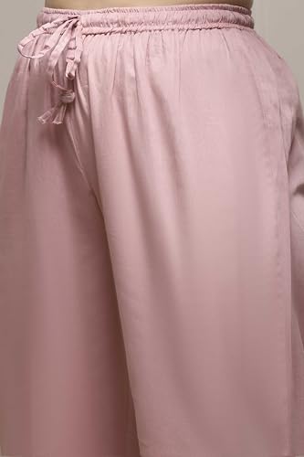 Biba Women Pink Linen Blend Hand Embroidered Unstitched Suit Set_FREE SIZE