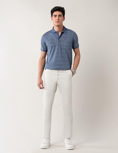 Arrow Sports Men's Floral Regular Fit Polo Shirt (ASAJTS3489_Indigo