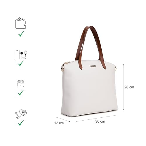 Fastrack Modern Satchel Bag for Women | Chic, Stylish Bag for Girls, Ladies, Women | Spacious Bag with Internal Organisers Made of Faux Leather (White)