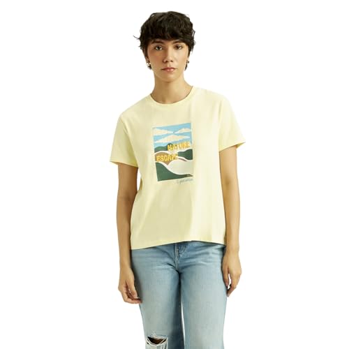 Levi's Women's Letter Print Relaxed Fit T-Shirt (87177-0170_Yellow