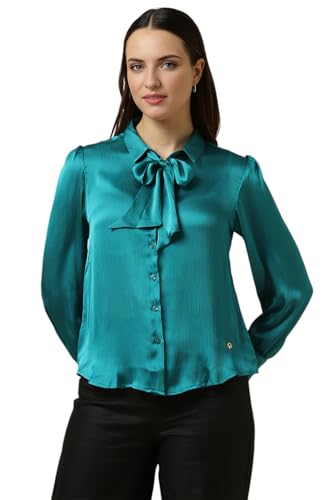Allen Solly Women Green Textured Long Sleeves Shirt