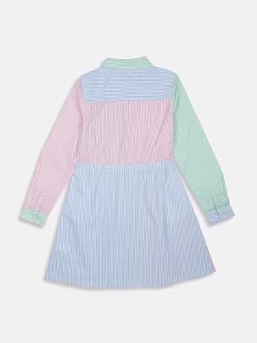 Girls Cotton Spread Collar Shirt Dress