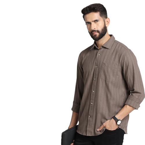 blackberrys Men Chocolate Sauce India Slim Fit Shirt | Deep Brown Solid Shirt with Full Sleeves, Tailored Construction and Refined Styling | Size 38