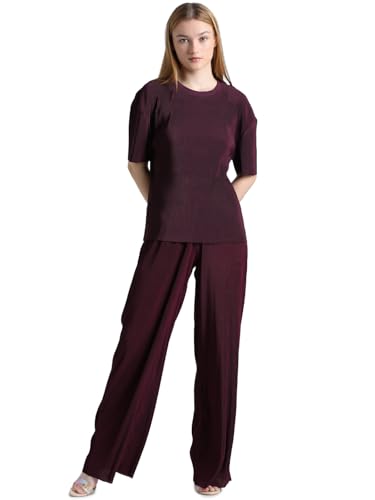 ONLY Women Solid Regular Fit Cotton Purple T-Shirt