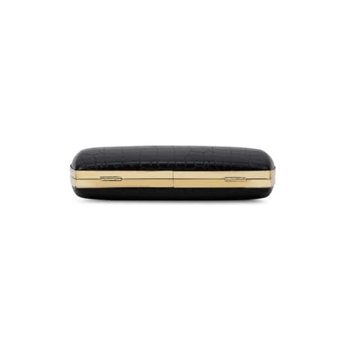 Lavie Lx Glossy Synthetic Zipper Closure Women's Clutch (BLACK, LARGE)