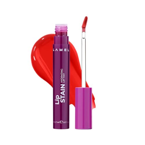 Lamel Hydrating Lip Tint Stain - Expression, Lip-Tint, High-Shine Glossy Finish, Long-Lasting 8-Hour Wear, Lightweight Non-Sticky Lip Stain, Precision Applicator, Natural Tint Effect, Liptint gloss, 2.7 gm