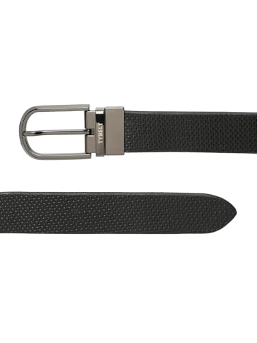 TYBELT Genuine Leather Belt for Men | Adjustable Waistband up to 34 Inches | Belt for Jeans & Dress Pants | Black & Brown (Pack of 1)_96_34