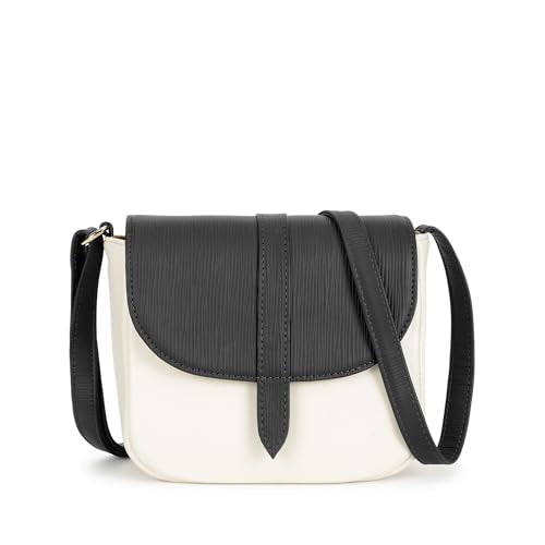 Fastrack RufflePlay Black Sling | Faux-Leather Women’s Handbag | Textured Flap Sling with Button Closure & Adjustable Strap