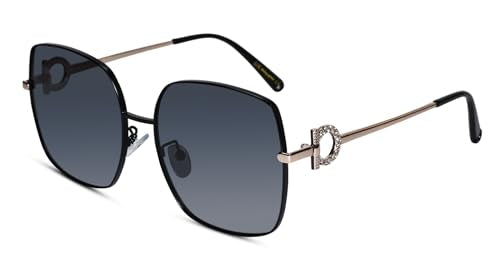 ELINE Square Sunglasses For Women | Polarized & 100% UV Protected Glasses | Scratch Resistant glasses | Branded Stylish designer | Black | 1535
