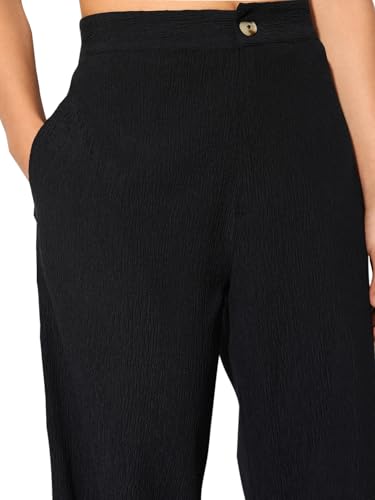 ONLY Women Regular Fit High-Rise Black Pants