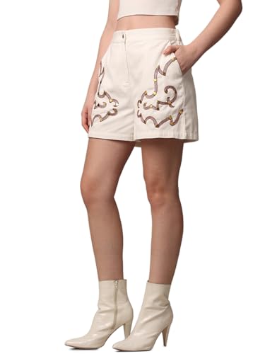 ONLY Women Regular Fit High-Rise White Shorts