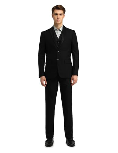 Arrow Men's Polyester Classic Business Suit Pants Set (ARAISU5534_Black