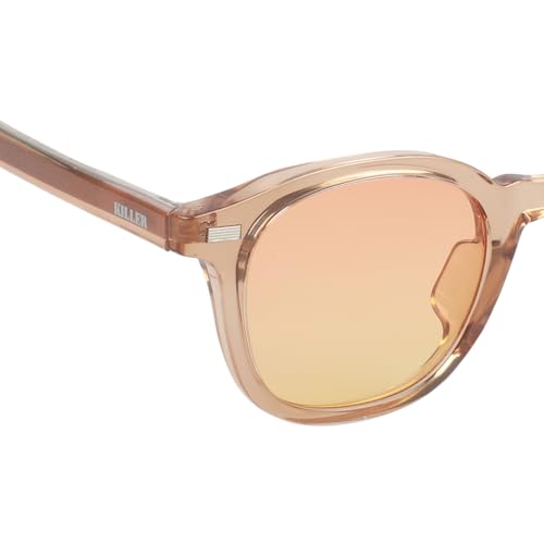 KILLER Women's Sunglass, Round Shaped Acetate Frame Polycarbonate Lens Sunglasses Case For Women, Girls, 100% UV Lens Sunglasses, Frame Color - Brown, Lens - Light Brown