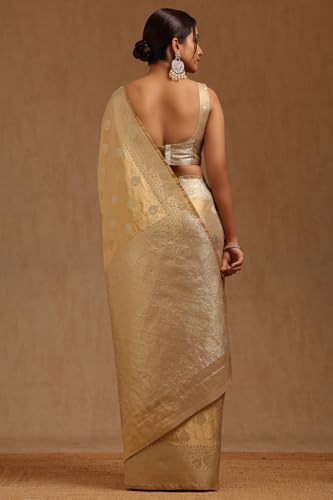 Soch Womens Beige Soft Silk With Zari Woven Saree With Zari Woven