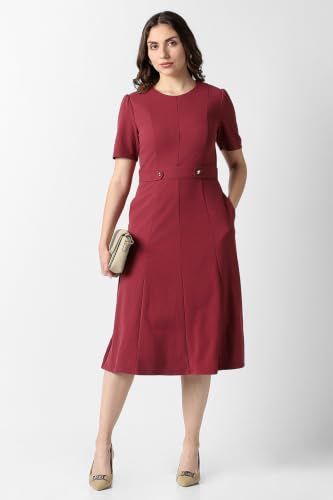 Women Maroon Solid Formal Dress